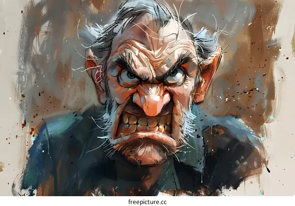 digital painting of an old man with a white beard and a red nose