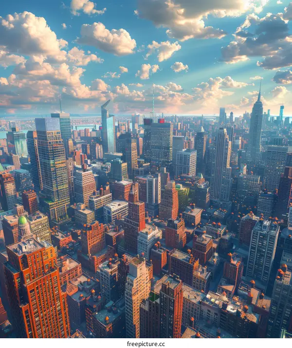 Aerial View of a Cityscape with Skyscrapers