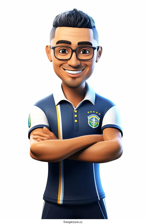 A Brazilian Man in a Blue and White Soccer Uniform