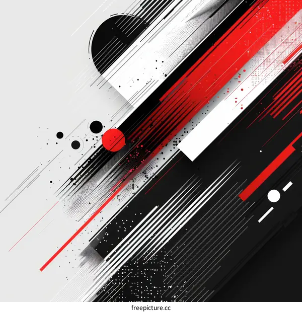 Geometric Abstract Background with Red, Black and White Lines