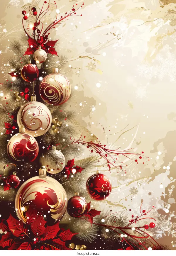 Christmas Tree with Red and Gold Ornaments