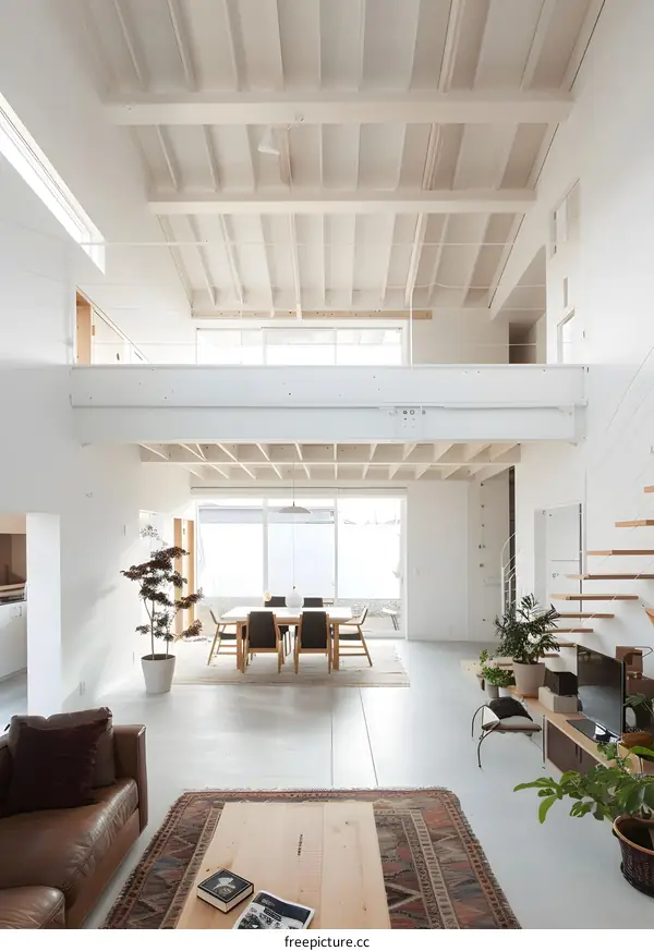 Modern Minimalist Home Interior Design with Wooden Beams and Natural Light