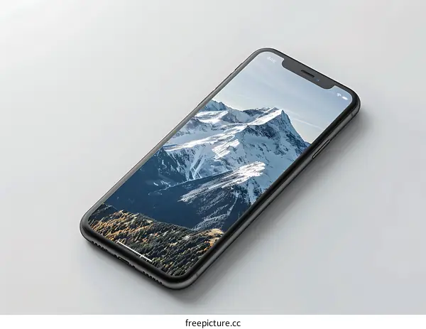 Black Smartphone With Mountain Range Wallpaper