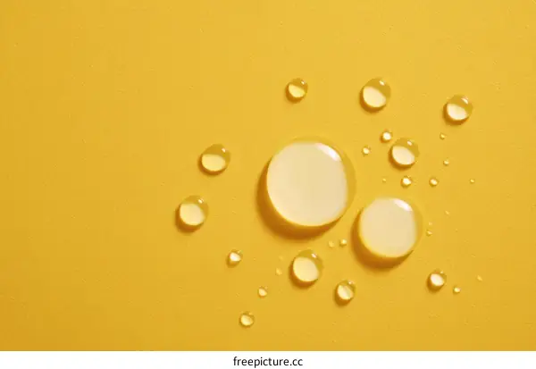 Water Drops on a Mustard Yellow Background
