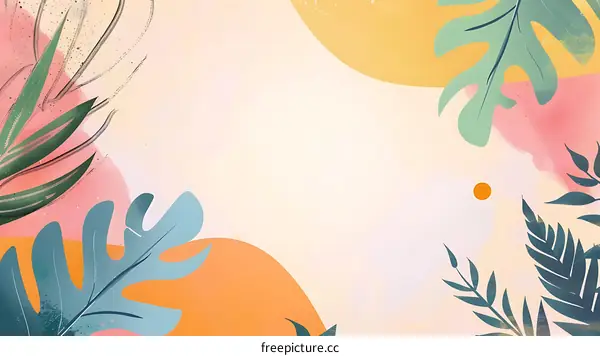 Abstract Tropical Leaves Background Illustration