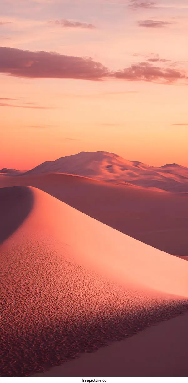 Desert Dunes Under a Pink Sunset Sky