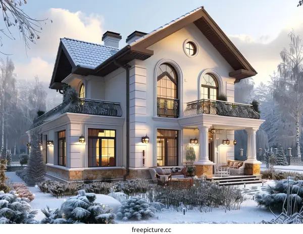 A beautiful house in the winter.