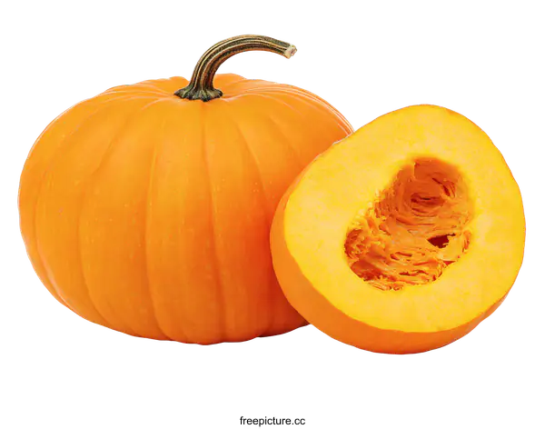 [Transparent Background PNG]Fresh Ripe Pumpkin Halved