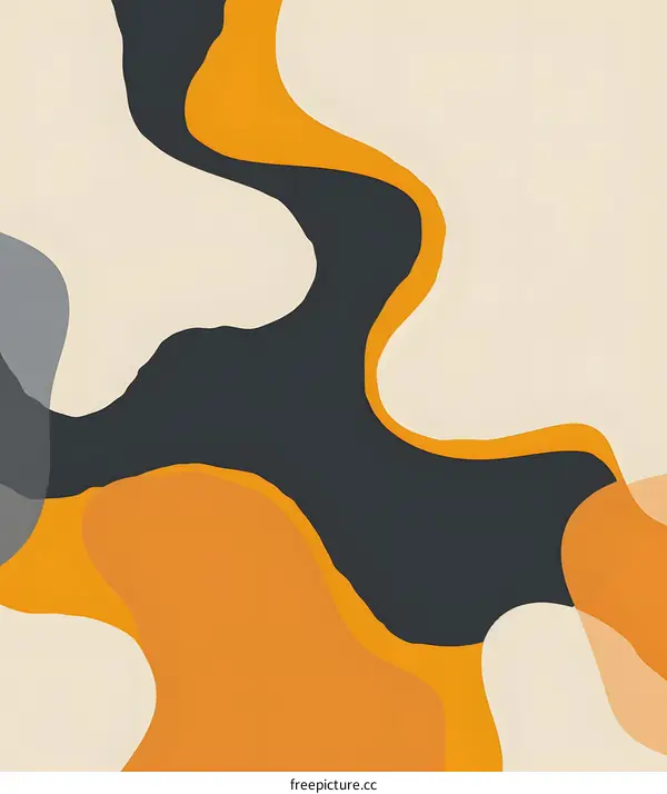 Abstract Background With Orange, Black, White Shapes