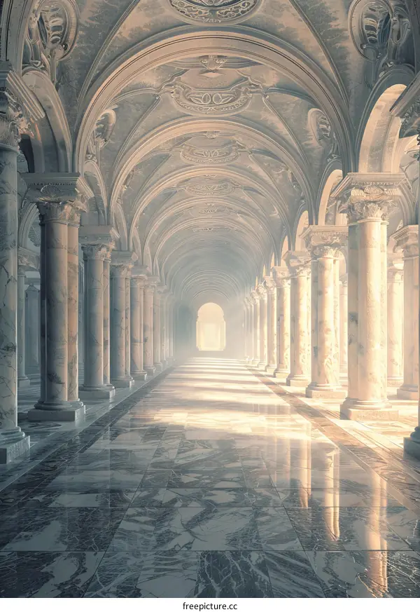 Ancient Greek Temple Interior: A Breathtaking Hall of Columns