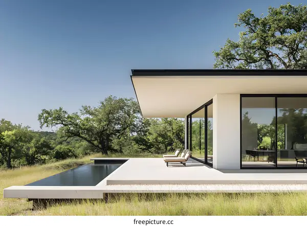 Modern Architecture House with Pool and Patio