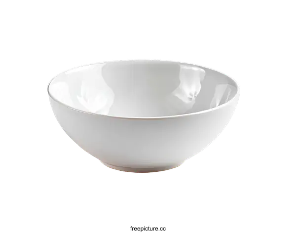 [Transparent Background PNG]Empty White Porcelain Soup Bowl on White Background