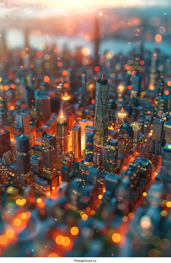 Night Cityscape Illustration with Illuminated Buildings