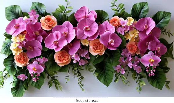 Floral Arrangement with Orchids and Roses
