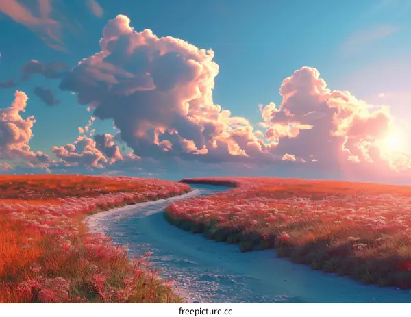 Sunset Along a Picturesque Country Road