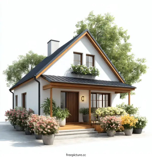 Charming Modern House Exterior Design Illustration