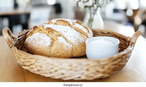 Freshly Baked Bread in a Wicker Basket