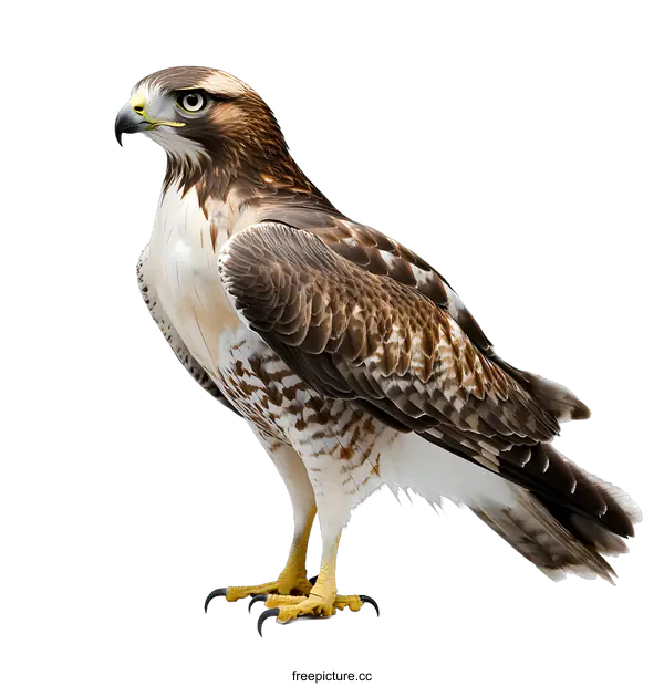 [Transparent Background PNG]Red Tailed Hawk Standing On White Background