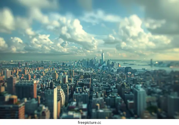 New York City Skyline with Dramatic Clouds