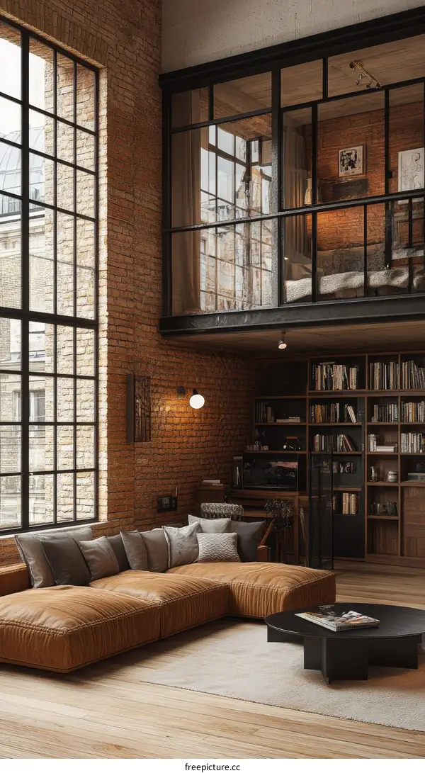 Industrial Loft Apartment Living Room Design