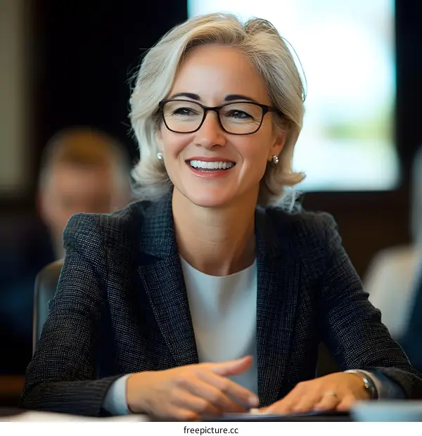 Smiling Woman in a Business Meeting