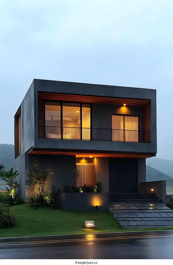 Modern Architecture Design with Concrete Walls and Wooden Accents