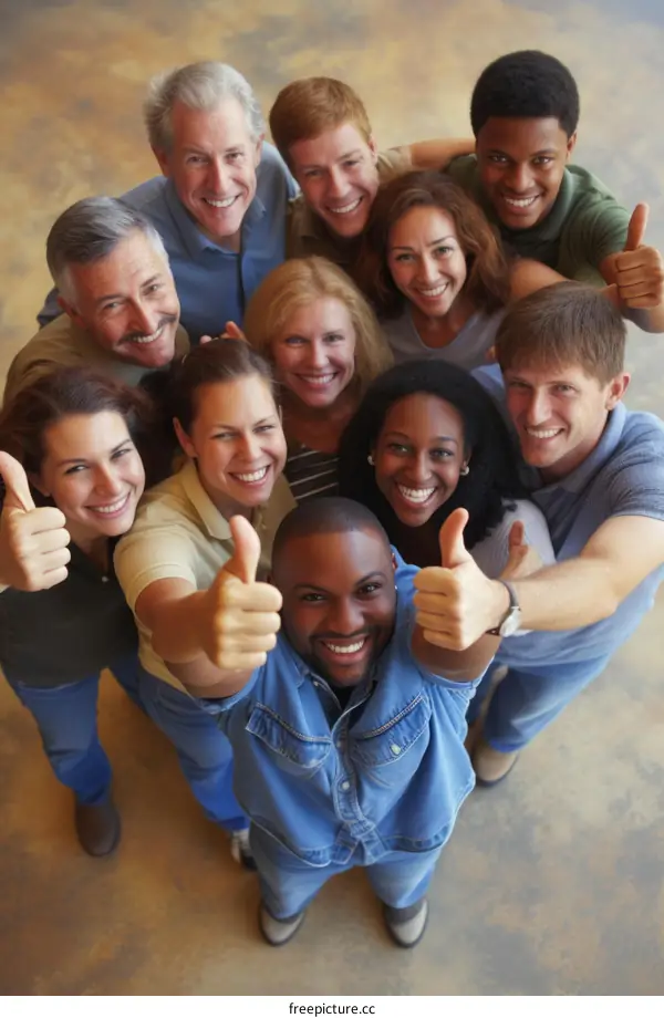 Group of diverse people giving thumbs up
