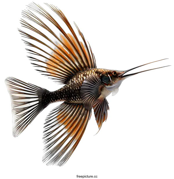 [Transparent Background PNG]Striped Fish with Large Fins