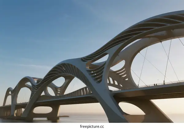 Modern Curved Bridge with Unique Architectural Design