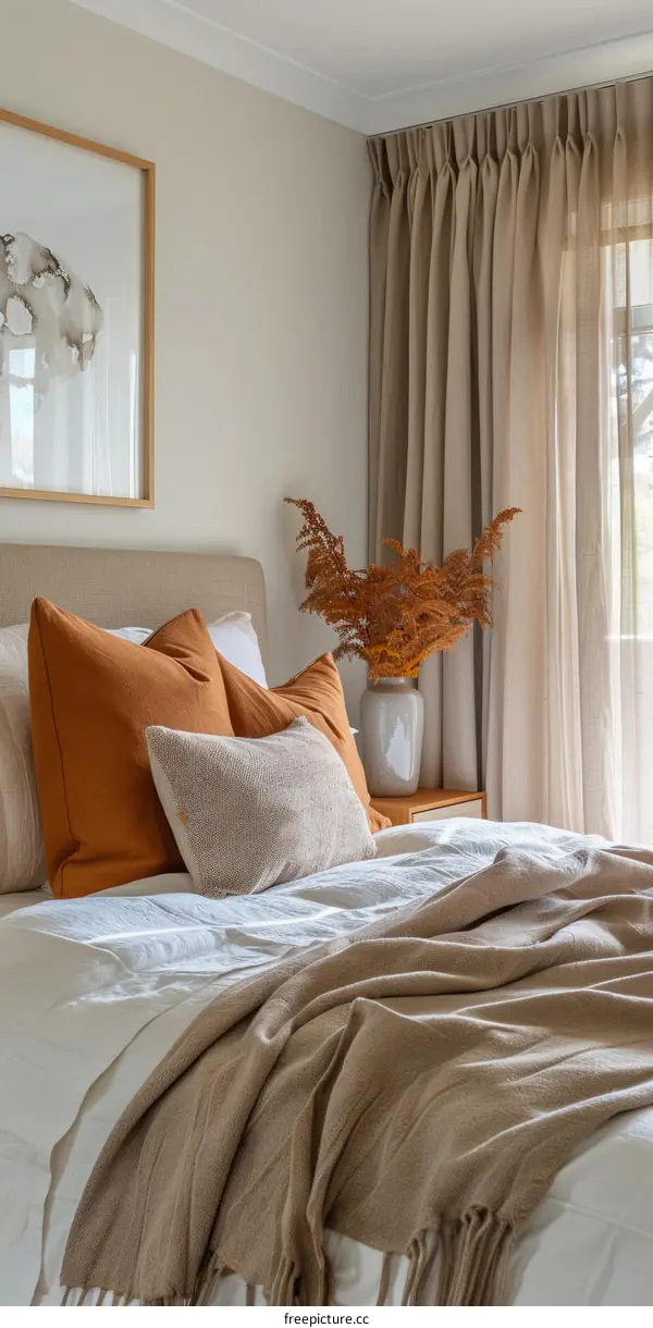 Bedroom with a warm and inviting color palette