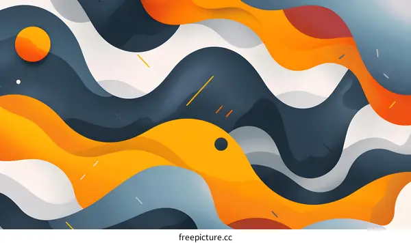 Abstract Background with Colorful Waves and Geometric Shapes