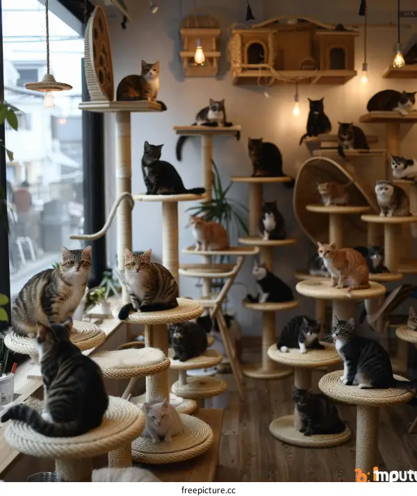 Cozy Relaxation for Cats in a Delightful Cat Cafe