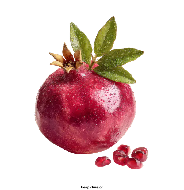 [Transparent Background PNG]Fresh Pomegranate with Dew Drops