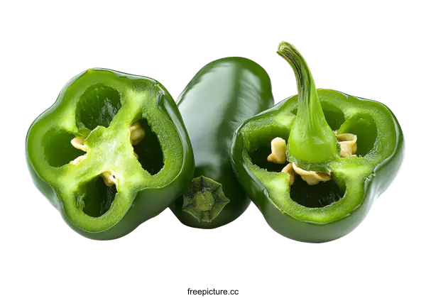 [Transparent Background PNG]Fresh Green Chili Peppers Close Up