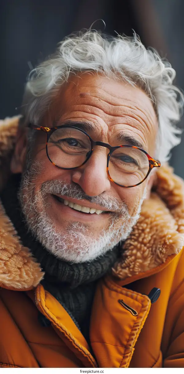 Smiling Senior Man Wearing a Jacket