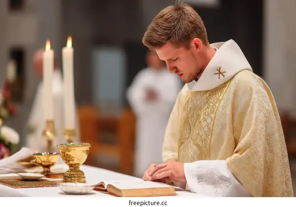 Religious Ceremony Priest Reading a Book