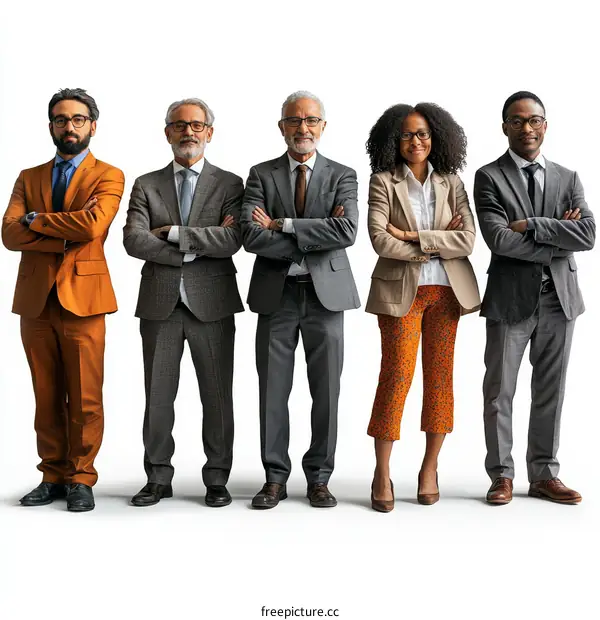 Diverse Business Professionals Standing in a Row