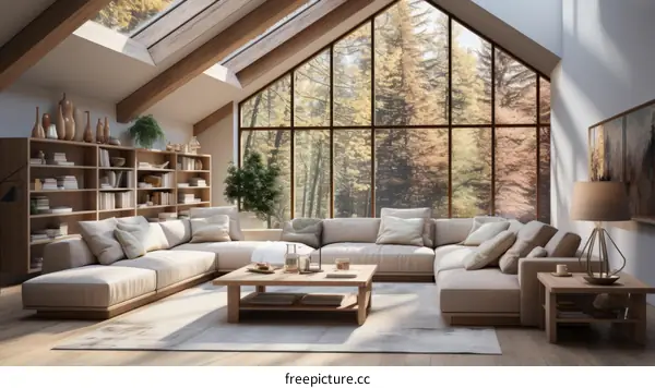 Cozy Interior with Expansive Forest Views