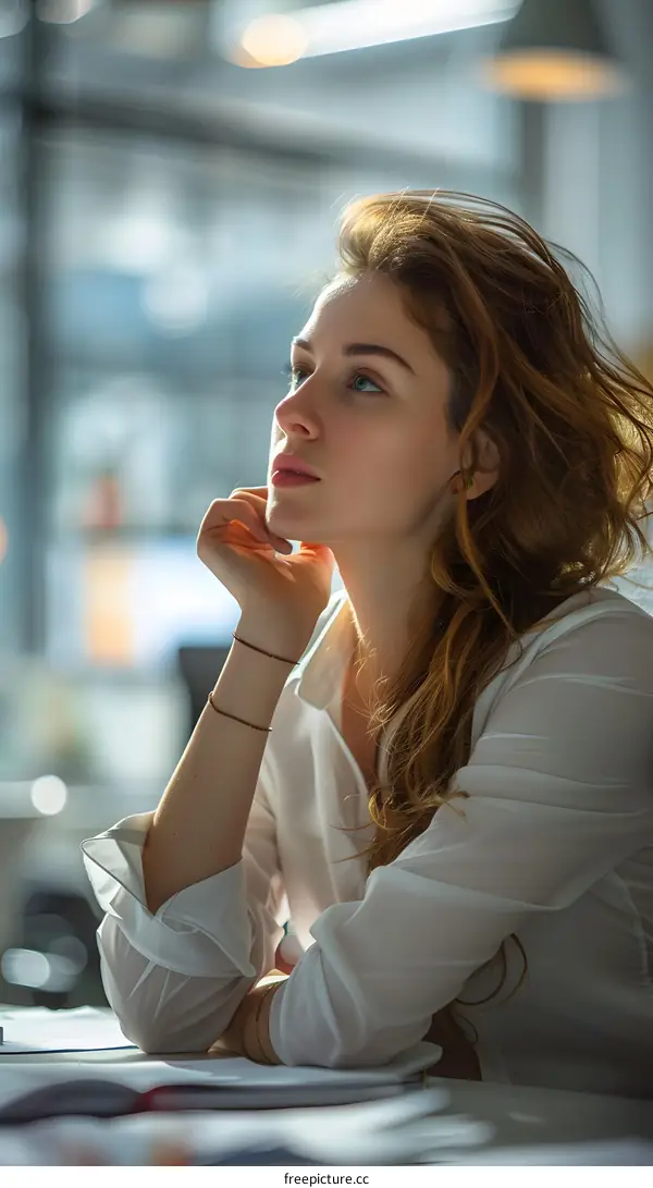 portrait of a young woman looking thoughtful