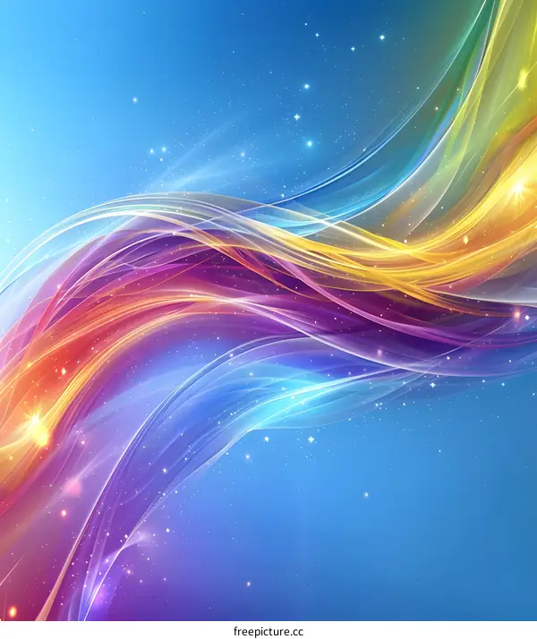 Abstract Colorful Waves with Glittering Stars Background
