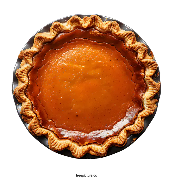 [Transparent Background PNG]Top view of a pumpkin pie