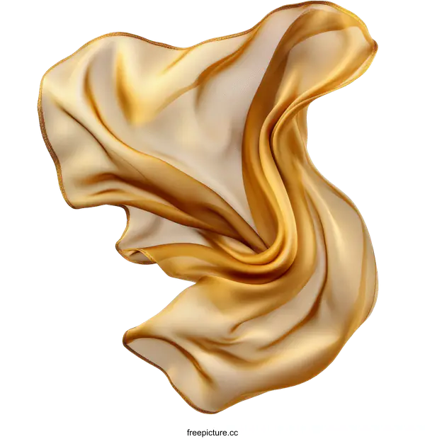 [Transparent Background PNG]Golden Fabric Flowing Gracefully