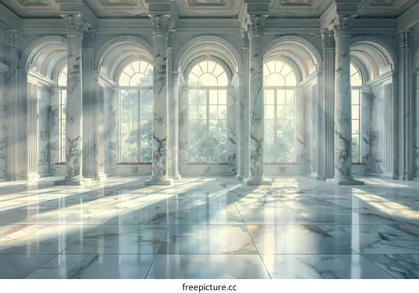 Elegant Marble Hallway with Sunlight