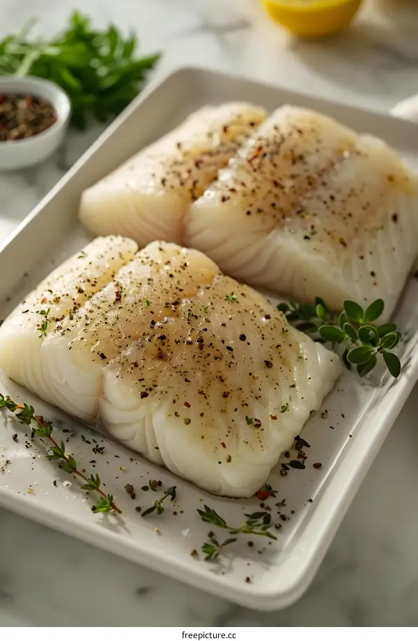 Fresh Cod Fillets Seasoned and Ready to Cook