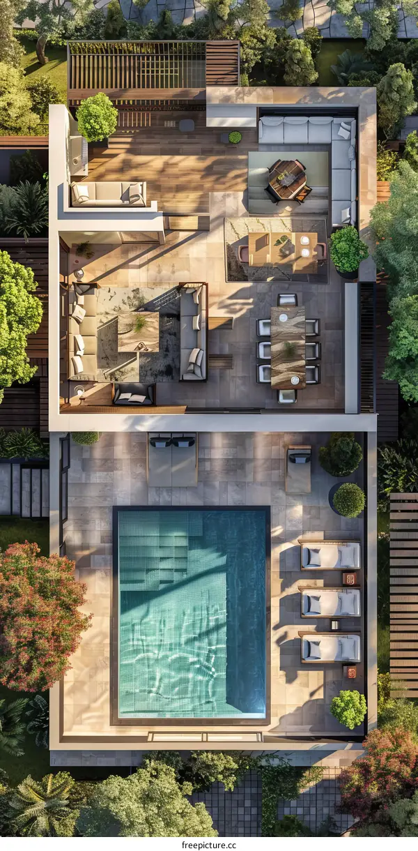 Modern Rooftop House Plan with Pool Design