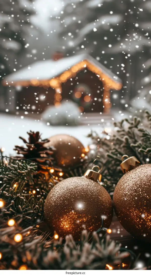 Christmas Ornaments with Snowy House