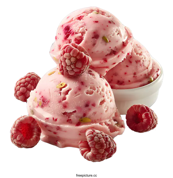 [Transparent Background PNG]Close-up of raspberry ice cream