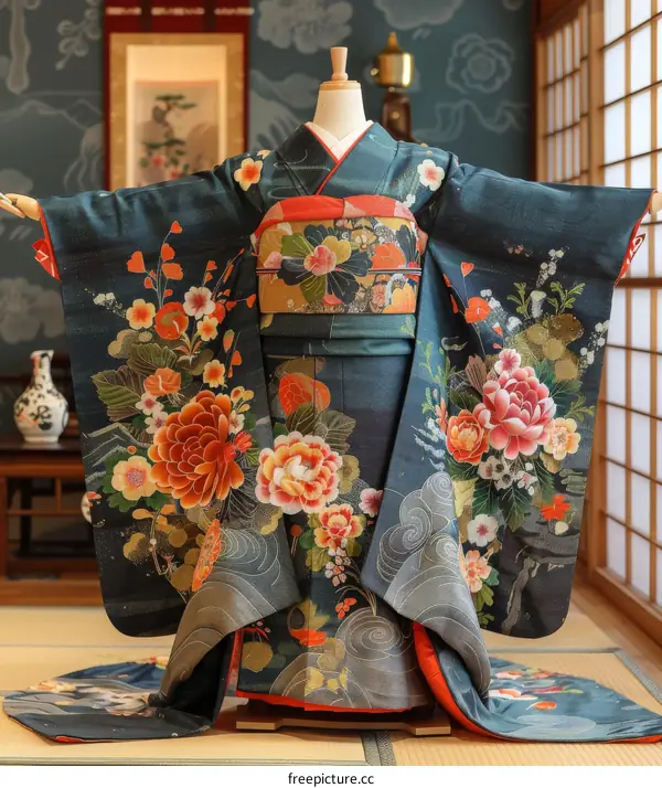 A kimono with a floral pattern