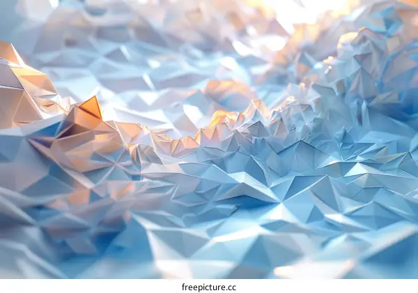 Abstract Geometric Origami Background in Blue and White