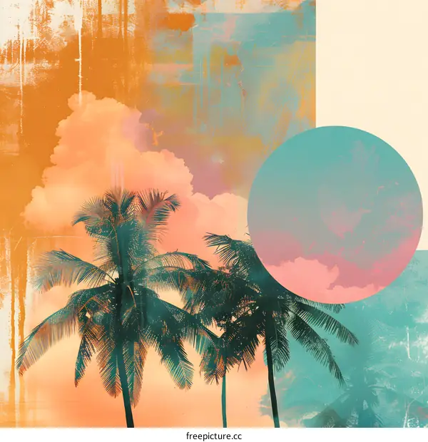 Palm Trees Tropical Sunset Painting